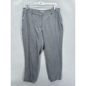 EILEEN FISHER Pants Womens 8 Organic Linen Trousers Light Grey Minimalist